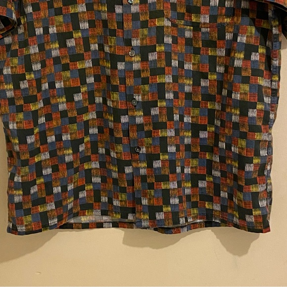 Riscatto Shirt Mens Size L Multicolor Geometric Short Sleeve Button Up - Picture 7 of 13